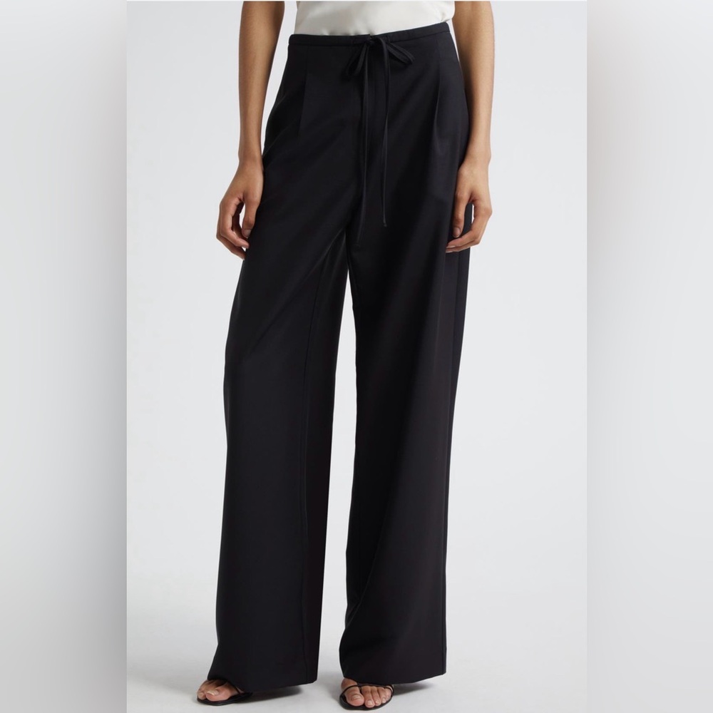 Rohe Relaxed Fit Wool Drawstring Pants, 38, Black - Picture 4 of 9
